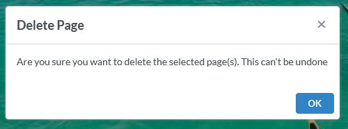 PDFLive will pop up and ask you if you are sure you want to delete a page. It cannot be undone.