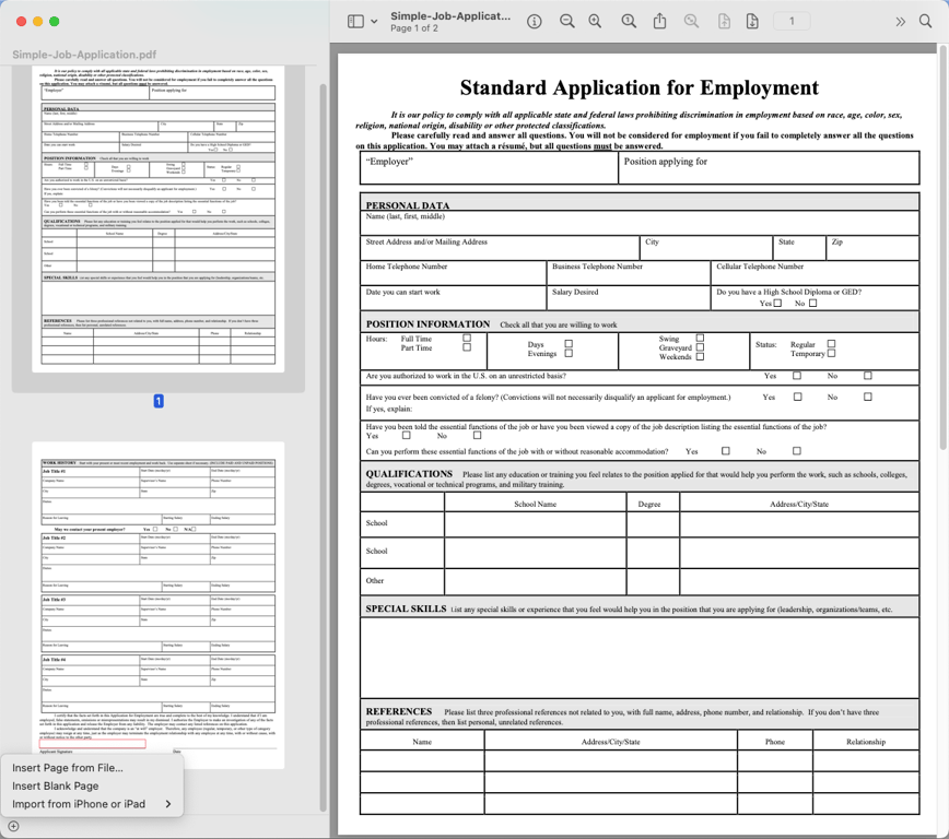 Open a PDF in Preview using an Apple device.