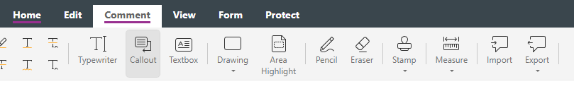 pdf live screenshot showing where to find the button to add callout comments to a pdf online
