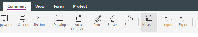 screenshot of pdf live editing app showing where to find the button to measure a pdf