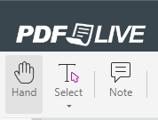 screenshot showing where to find the hand tool for a pdf live editor
