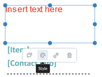 The Insert text here box has been selected.