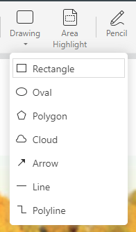 screenshot showing the shape options for drawing on a pdf with pdf live