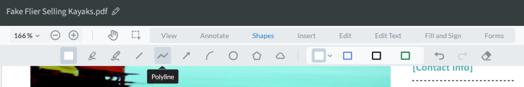 The polyline option is selected fro the Shapes menu