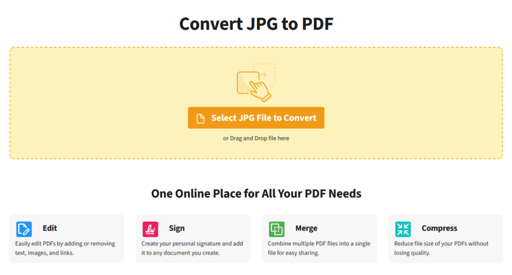 Image showing pdf live's tool for converting PDF files into JPG format.