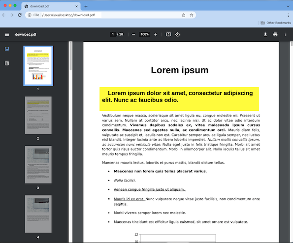 screenshot showing what a sample pdf looks like in pdf live's pdf editor