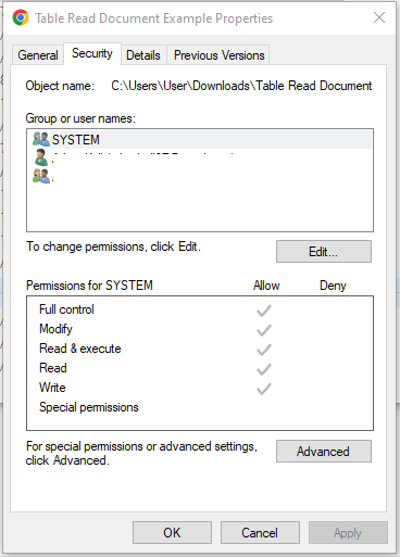 Screenshot showing how to edit permission of the security of a PDF. 