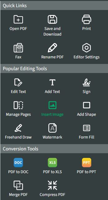 Find the Quick Links menu and select Insert Image.