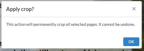 Before you crop, PDF Live will ask you to confirm: Apply crop?