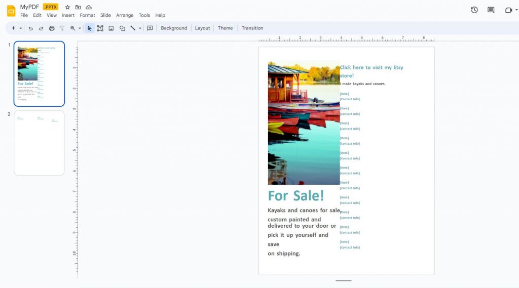 how to convert a pdf to a powerpoint. screenshot showing how to use pdf live to convert pdf to ppt