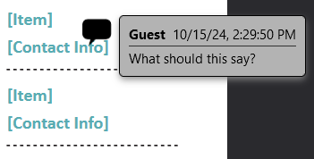 Hover over the comment icon and you can see the date, time, commenter's name (Guest), and their comment.