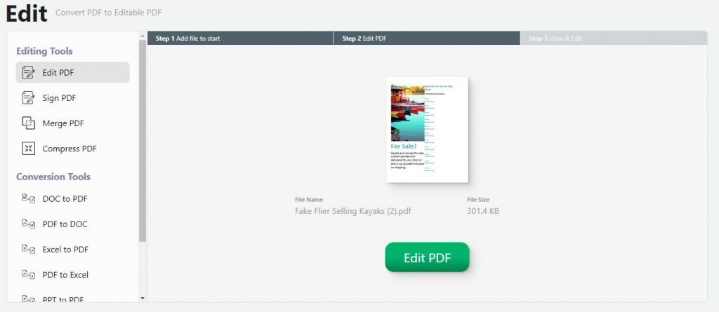 screenshot showing how to upload a pdf into pdflive's online pdf editing tool