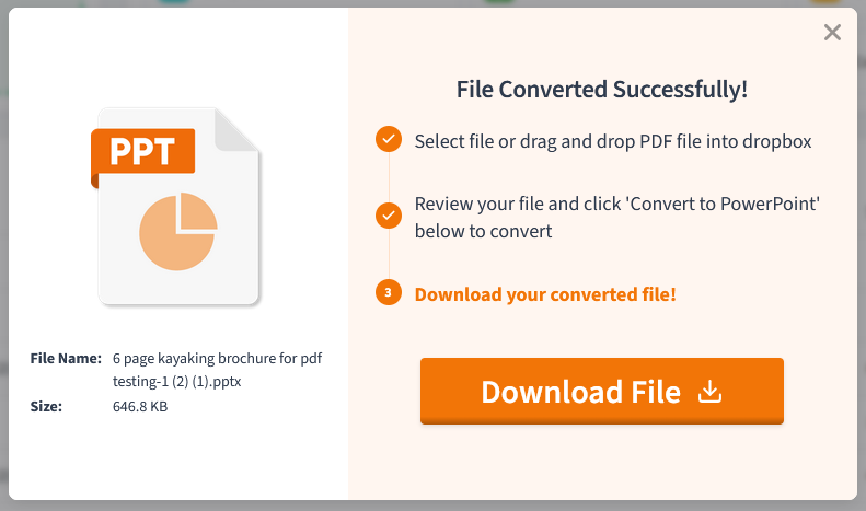 Image showing that the file converted successfully and it is ready to download.