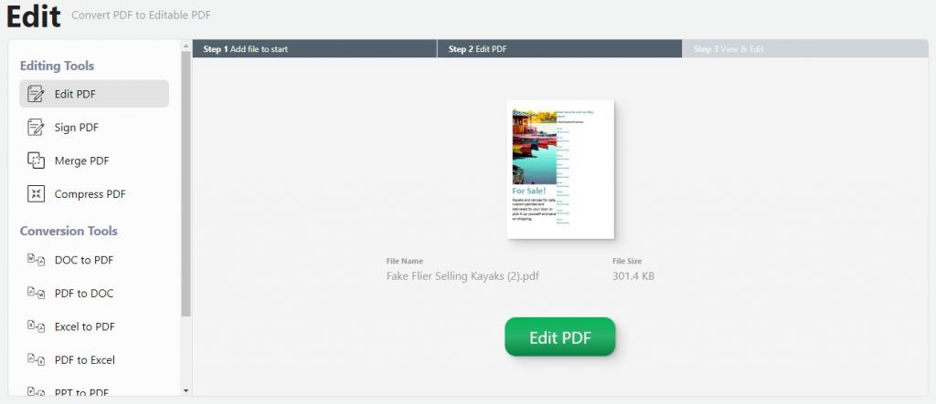 edit pdf screenshot showing pdf live's online pdf editing tool