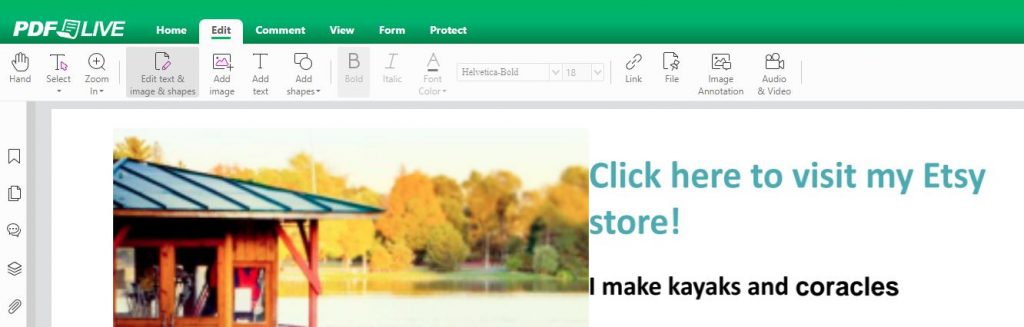screenshot showing how to change text in a pdf online with pdf live