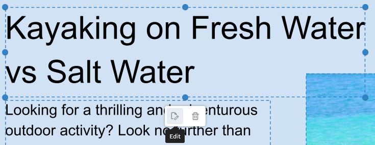 Select text shows a dashed line with dots in corners, showing that this is the active box.