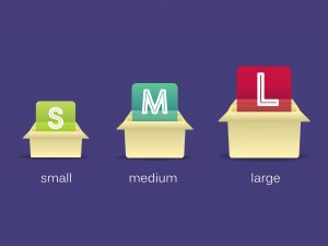 illustration of a small medium and large file in a box for a post on how to change the size of a pdf file