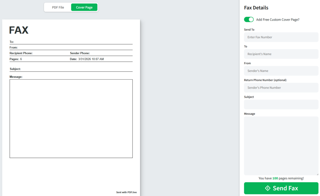 image showing the add free custom cover page option selected and ready to complete