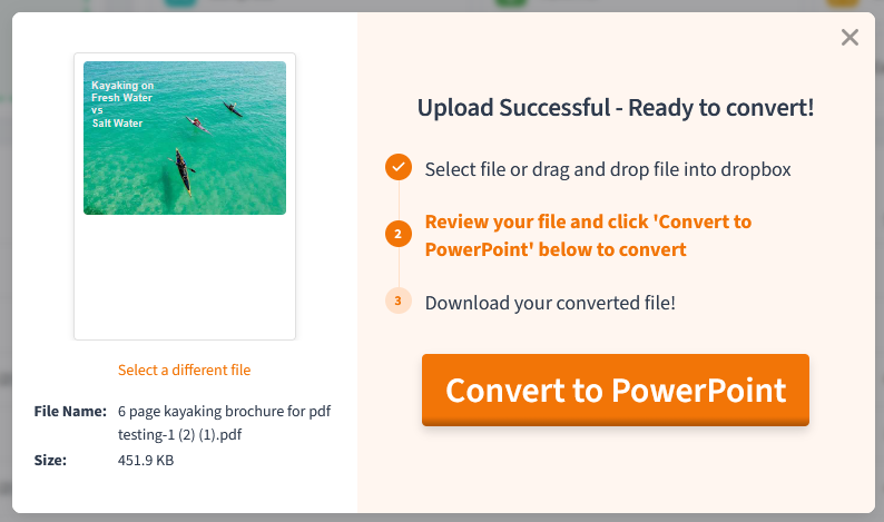  Image of a PowerPoint to PDF converter tool called pdf.live interface displayed on a computer screen.