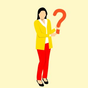 illustration of a woman holding a question mark for post answering Can you Edit a PDF?