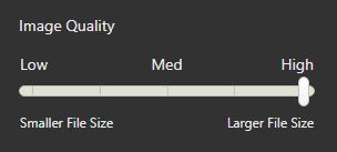 Image quality slider can be adjusted from low to medium to high
