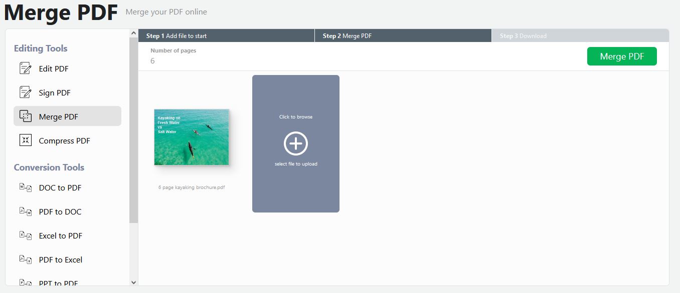 how to merge 2 pdfs into 1 page