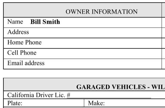 Bill Smith's owner information 