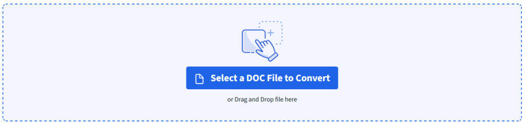 The focused interface for uploading a DOC to convert to a PDF.