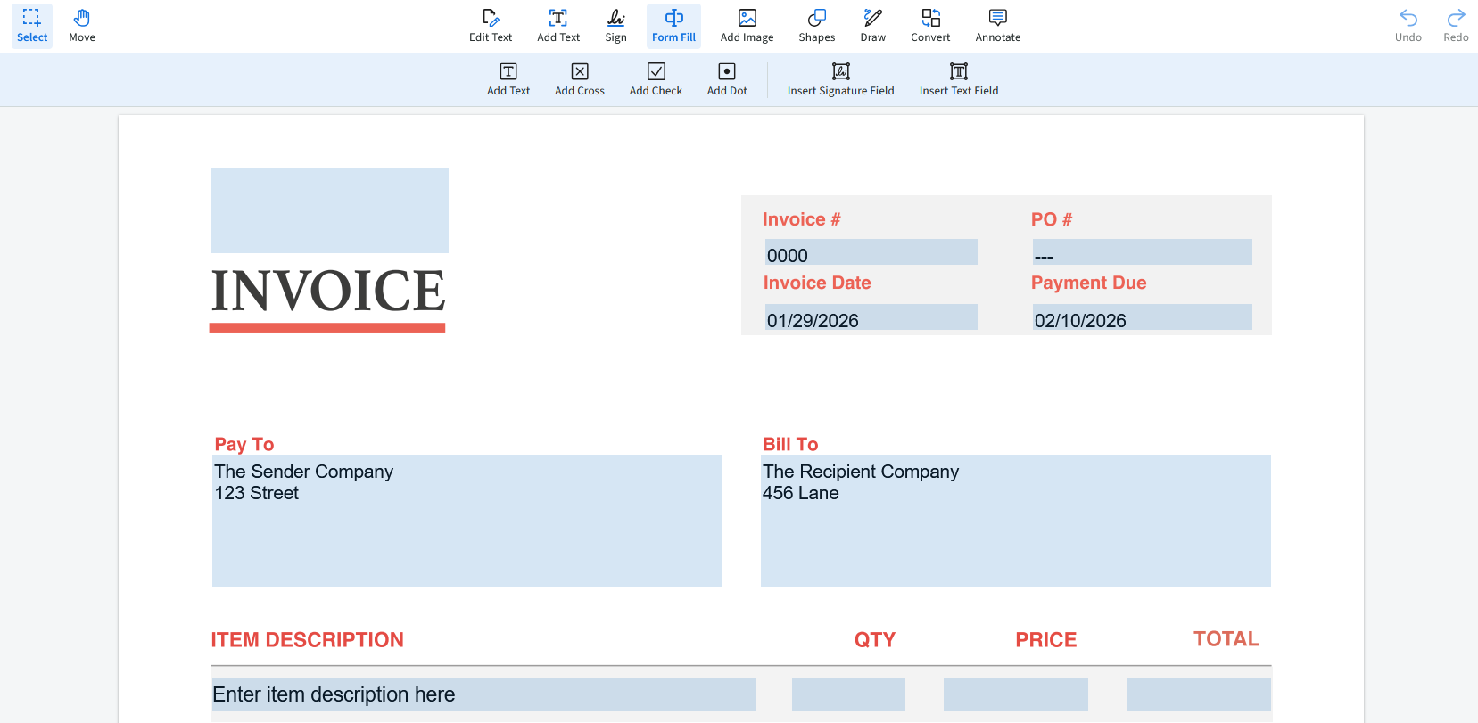 Free Invoice PDF Templates to Download or Edit Online