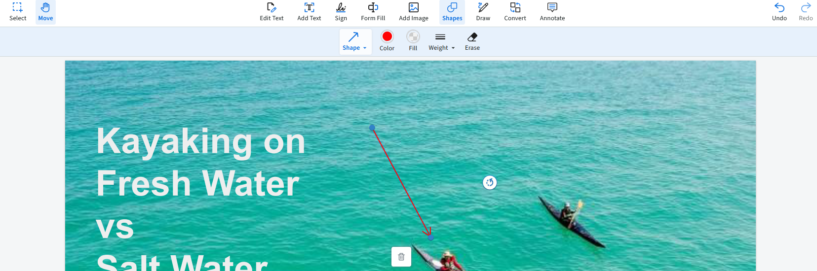 Select the arrow or line icon and draw an arrow or line on your PDF.