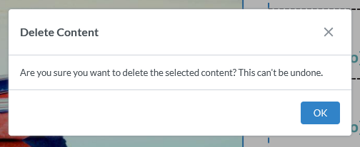 Icon representing the action to delete content, featuring a trash can symbol and the words "delete content."