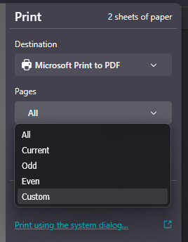 Print dialog box on a Windows computer.
