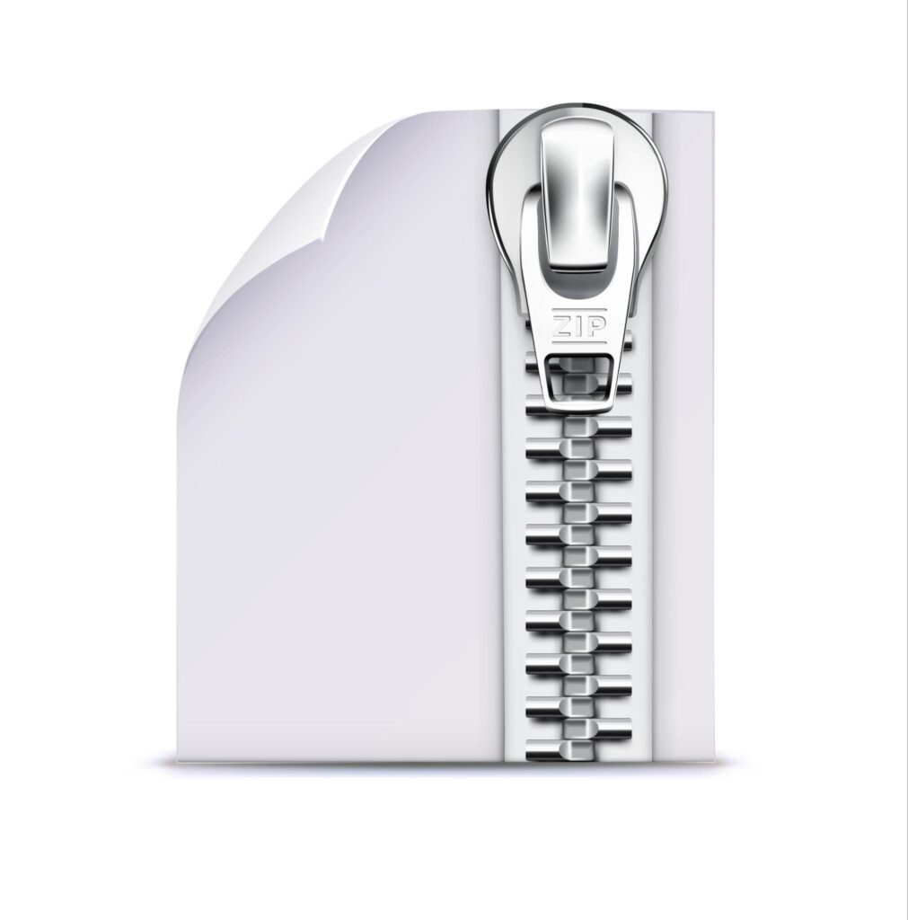 An icon of a zipped file.