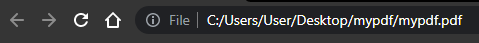 A URL bar showing the file selected from the C drive called mypdf.pdf