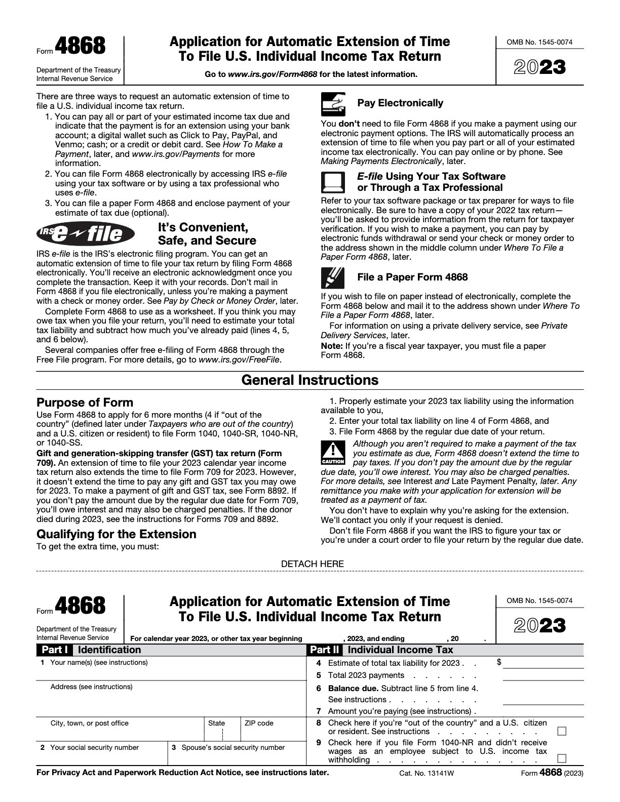 2023 – Federal – Application for Automatic Extension