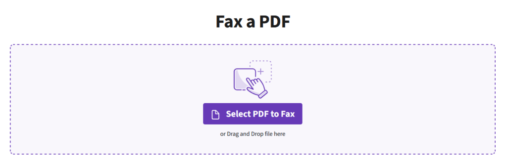PDF.Live's fax start page.
