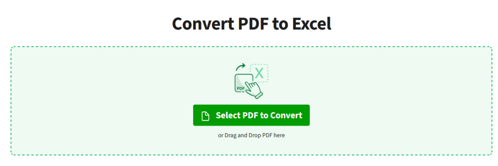 Convert PDF to Excel feature on PDF.Live