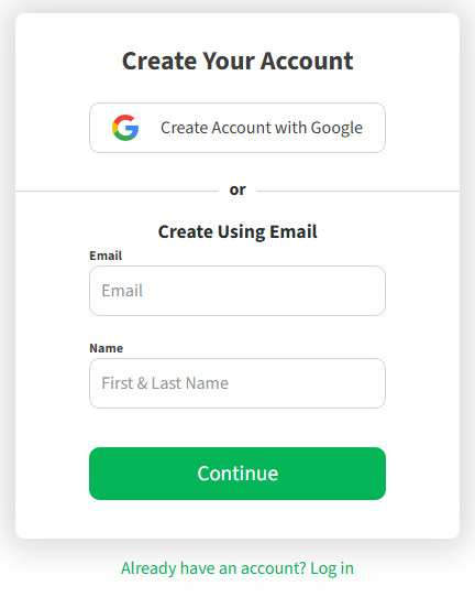 The create an account message on PDF.Live