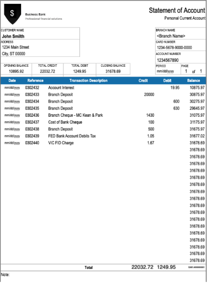 A PDF of the converted bank statement. 